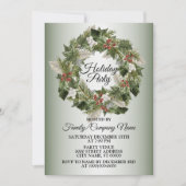 クリスマスグリーンリースエレガントホリデーズパーティー 招待状 (正面)