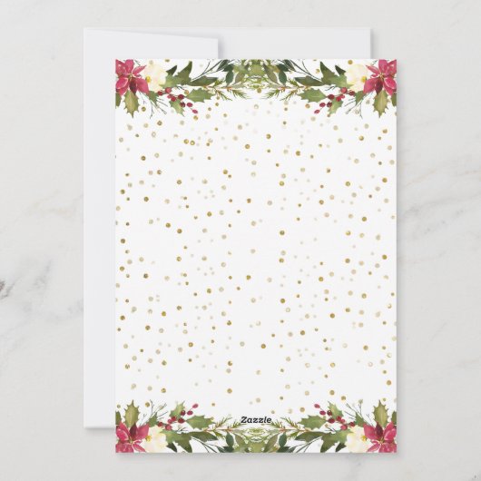 クリスマスグリーンリースモノグラム写真 シーズンカード (裏面)