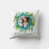 クリスマスグリーンリース写真パーソナライズされた クッション (裏面)