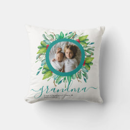 クリスマスグリーンリース写真パーソナライズされた クッション