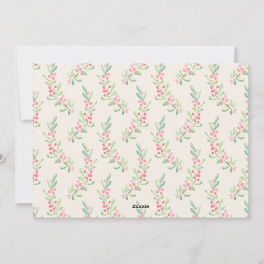 クリスマスグリーンリース写真誕生のお知らせ シーズンカード (裏面)