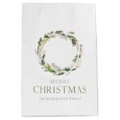 クリスマスグリーンリース ミディアムペーパーバッグ (正面)