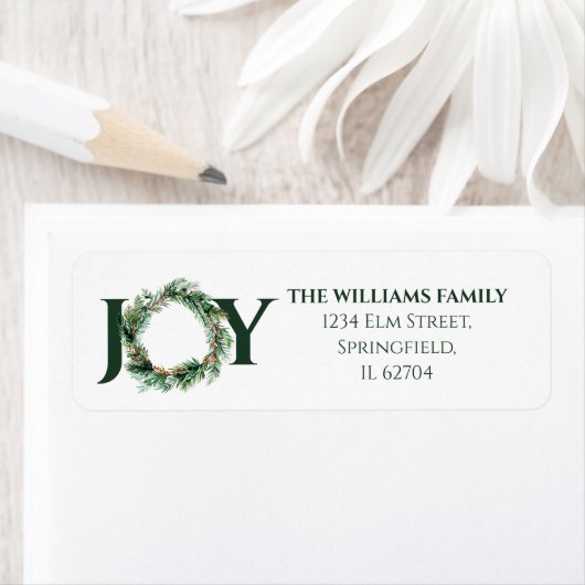 クリスマスグリーンリース 返信先住所ラベル ラベル (インサイチュ)