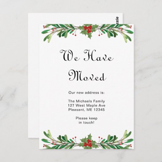 クリスマスグリーンリーニューアドレスホリデームーブメント ポストカード (正面/裏面)
