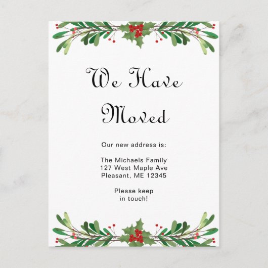 クリスマスグリーンリーニューアドレスホリデームーブメント ポストカード (正面)