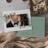 クリスマスグリーンリーフォイルクリスマス 箔シーズンポストカード