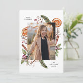 クリスマスグリーンリーフォトホリデーカード シーズンカード (スタンド正面)