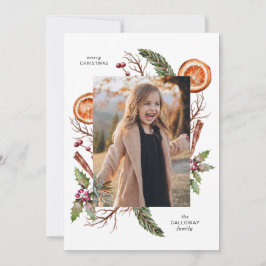 クリスマスグリーンリーフォトホリデーカード シーズンカード