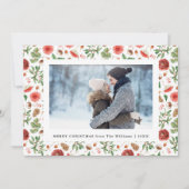 クリスマスグリーンリーフォトホリデーカード シーズンカード (正面)