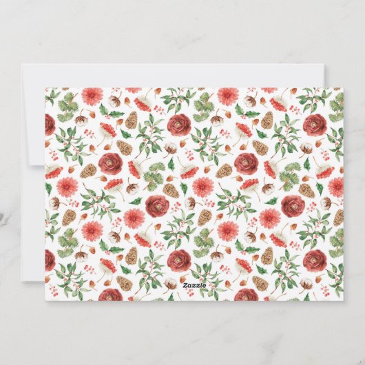 クリスマスグリーンリーフォトホリデーカード シーズンカード (裏面)