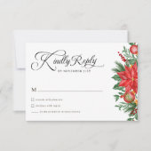 クリスマスグリーンリーフローラ結婚ホリデー 出欠カード (正面)