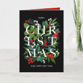 クリスマスグリーンリーベリーフォトカード カード (正面)