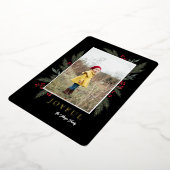 クリスマスグリーンリーベリーフレームの写真 箔シーズンカード (回転した状態)