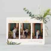 クリスマスグリーンリーベリーフレームフォトコラージュ 箔シーズンカード (立ち正面)