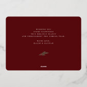 クリスマスグリーンリーベリーフレームフォトコラージュ 箔シーズンカード (裏面)