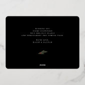 クリスマスグリーンリーベリーフレームフォトコラージュ 箔シーズンカード (裏面)