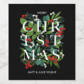 クリスマスグリーンリーベリーホリデー ワインラベル (シングルラベル)