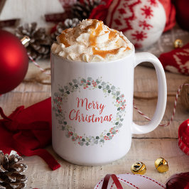クリスマスグリーンリーボタニカルフェスティバルホリデー コーヒーマグカップ