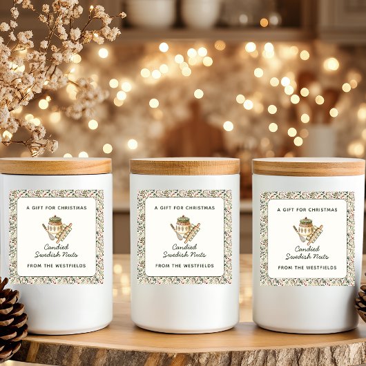 クリスマスグリーンリーレッドベリーの食品ギフト スクエアシール