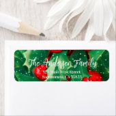 クリスマスグリーンリーレッドベリー差出人住所 ラベル (インサイチュ)