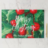 クリスマスグリーンリーレッドベリー紙ランチョンマット ペーパーパッド (インサイチュ)