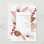 クリスマスグリーンリー企業のホリデー挨拶カード 招待状 (正面)