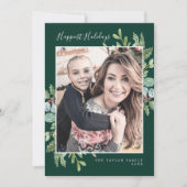 クリスマスグリーンリー最も幸せな休暇ニュースレター シーズンカード (正面)