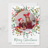 クリスマスグリーンレッドフェスティバルリース写真 シーズンカード (正面)