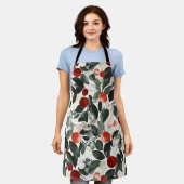 クリスマスグリーンレッドベリー エプロン (着用した状態)