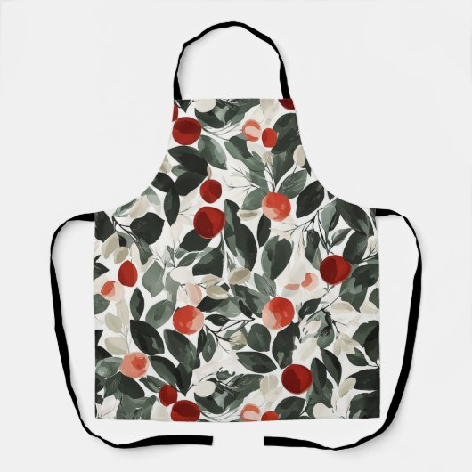 クリスマスグリーンレッドベリー エプロン (正面)