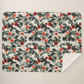 クリスマスグリーンレッドベリー シェルパブランケット (正面(横))
