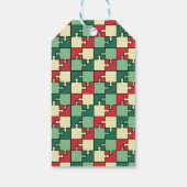 クリスマスグリーンレッド幾何学的パズルピースのパターン ギフトタグ (裏面)