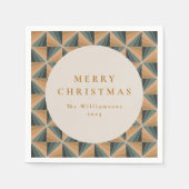 クリスマスグリーンヴィンテージアールデコカスタムホリデイ スタンダードカクテルナプキン (正面)