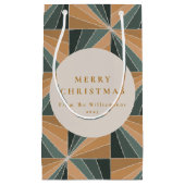 クリスマスグリーンヴィンテージアールデコカスタムホリデイ スモールペーパーバッグ (正面)