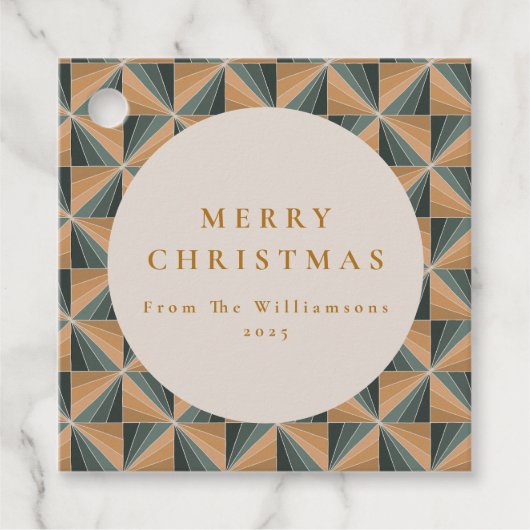 クリスマスグリーンヴィンテージアールデコカスタムホリデイ フェイバータグ (正面)