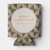 クリスマスグリーンヴィンテージアールデコカスタムホリデイ 缶クーラー (正面)