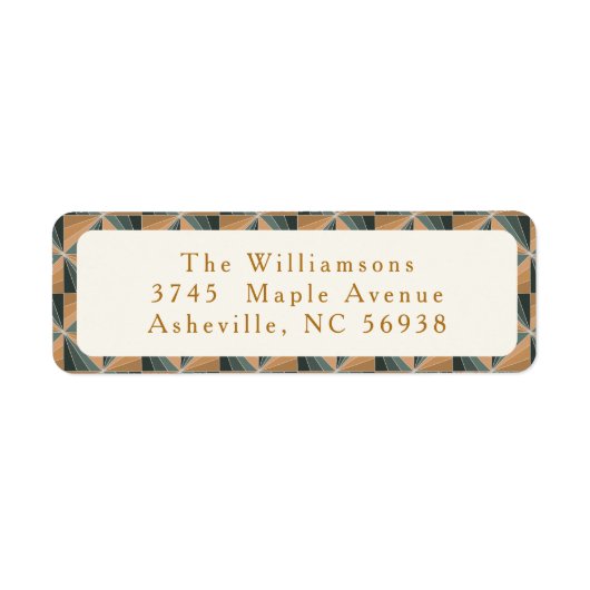 クリスマスグリーンヴィンテージアールデコ差出人住所 ラベル (正面)