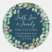 クリスマスグリーン信仰の愛と家族封筒 ラウンドシール (正面)