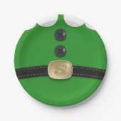 クリスマスグリーン小妖精や小人スーツモノグラム紙プレート ペーパープレート (正面)