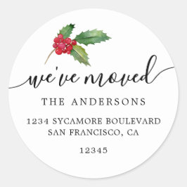 クリスマスグリーン引っ越しましたの新しい住所ラベル スクエアシール