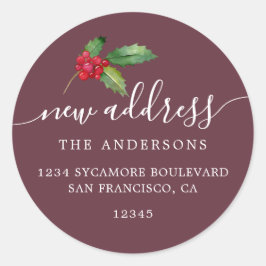 クリスマスグリーン引っ越しましたの新しい住所ラベル ラウンドシール