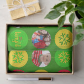 クリスマスグリーン独自の写真を追加ティッシュペーパー 薄葉紙 (ギフト)