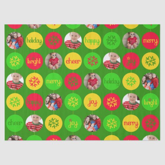 クリスマスグリーン独自の写真を追加ティッシュペーパー 薄葉紙 (正面)