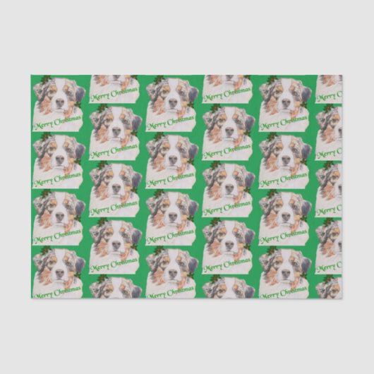 クリスマスグリーン現実的なオーストラリアの羊飼い 薄葉紙 (正面)