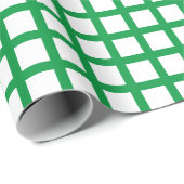 クリスマスグリーン白い格子模様市松模様に模様 ラッピングペーパー (ロールコーナー)