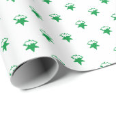 クリスマスグリーン白い雪の結晶の星贈り物 ラッピングペーパー (ロールコーナー)