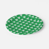 クリスマスグリーン白い雪スターズツリー ペーパープレート (アングル)