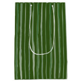 クリスマスグリーン素朴ストライプの水色 ミディアムペーパーバッグ (裏面)