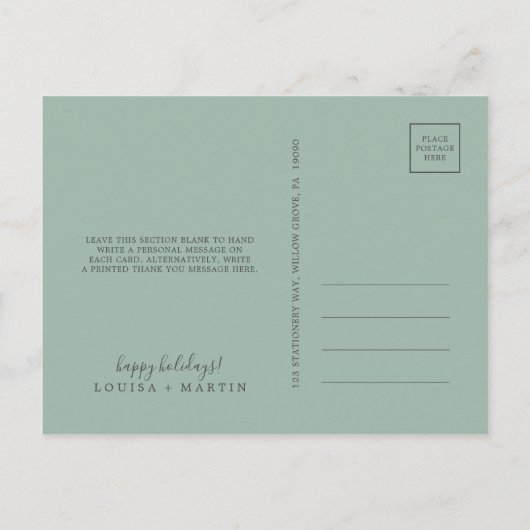 クリスマスグリーン結婚したリスマスありがとう シーズンポストカード (裏面)