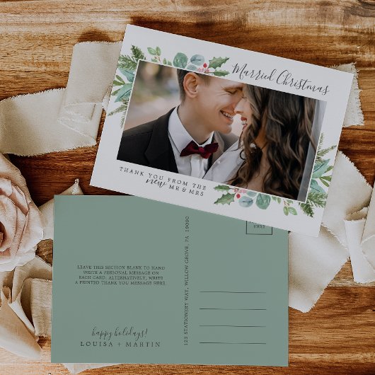 クリスマスグリーン結婚したリスマスありがとう シーズンポストカード
